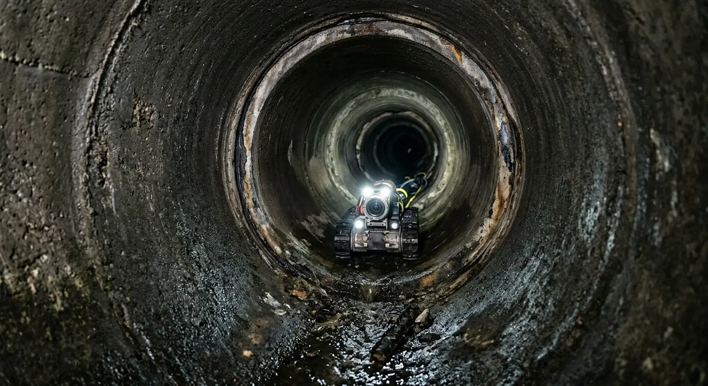 Robotic sewer camera inspecting pipe interior for Drain Snake Service in Lampasas